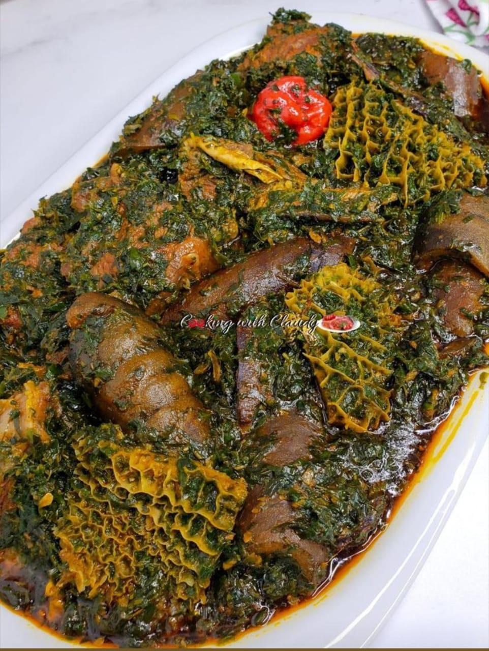 Afang Soup (Semo/Eba)
